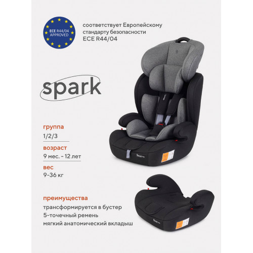 Автокресло Rant Basic Spark 1/2/3 (9-36 кг) Grey