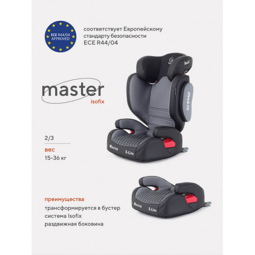 Автокресло Rant Master isofix SPS 2/3 (15-36 кг) grey